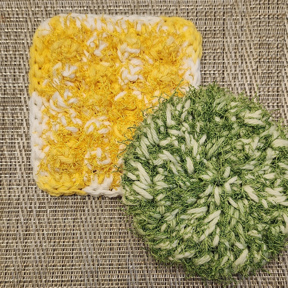 Hand Crafted Yellow and Green Kitchen Scrubby Set Set